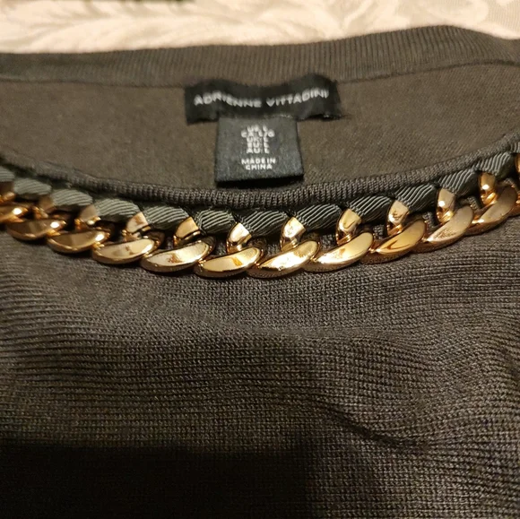 🔸🌿🔸NWOT Stellar Adrienne Vittadini Dark Olive & Gold Batwing Top Blouse - L - Picture 10 of 16